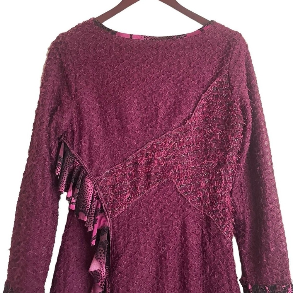 Jack & Jinger Women Lace Tunic Knit L Wine‎ Whimsigoth Asymmetrical Fairy Boho - Picture 2 of 10